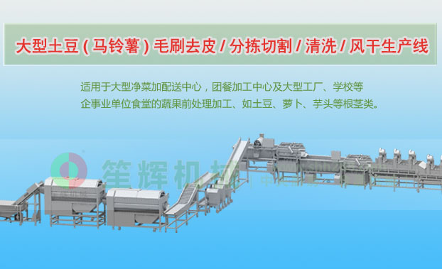 沈河连续式土豆去皮清洗切割风干生产线